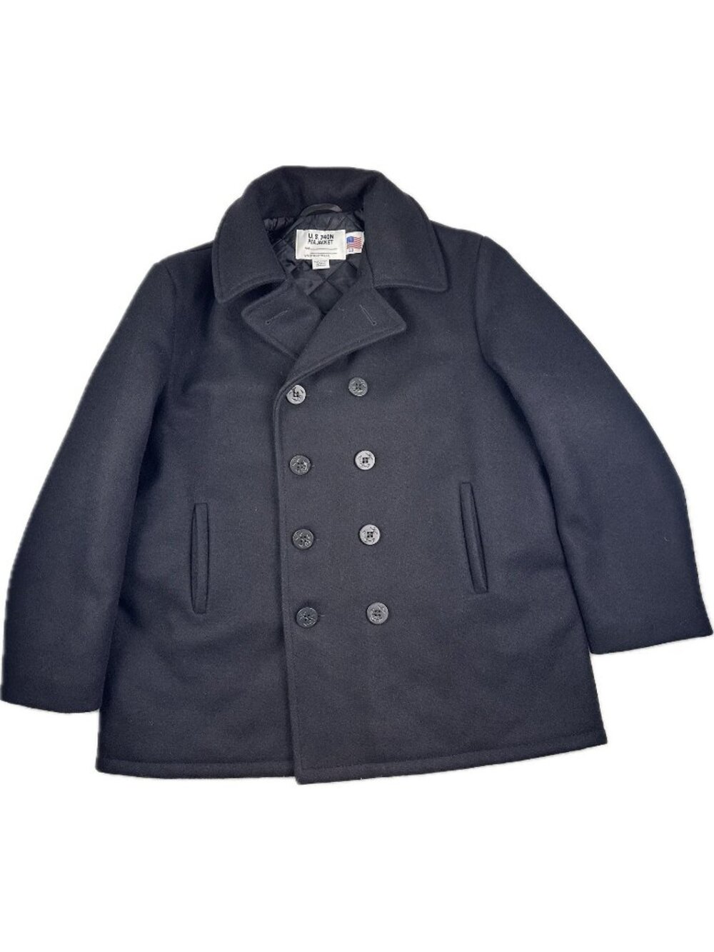 U. S. Navy 740N Black Wool Pea Coat Jacket By Schott NYC Men’s 50 XXL Long